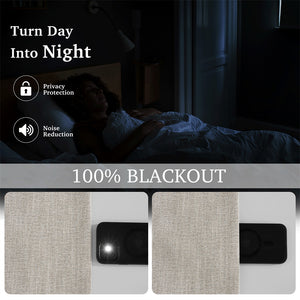 Faux Linen Pinch Pleat 100% Blackout Curtains#color_natural