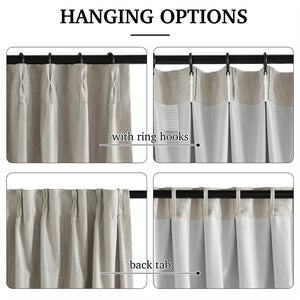 Faux Linen Pinch Pleat 100% Blackout Curtains#color_natural