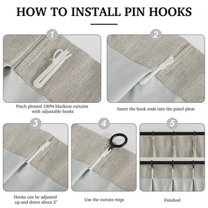 Faux Linen Pinch Pleat 100% Blackout Curtains#color_natural