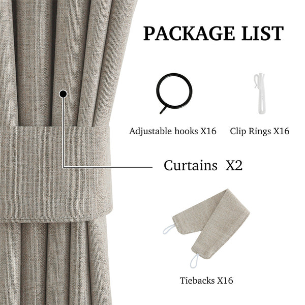 Faux Linen Pinch Pleat 100% Blackout Curtains#color_natural