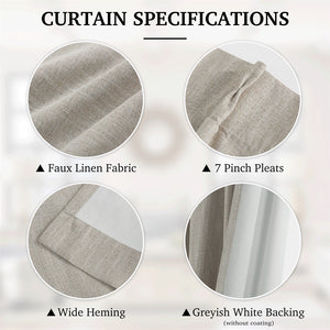 Faux Linen Pinch Pleat 100% Blackout Curtains#color_natural