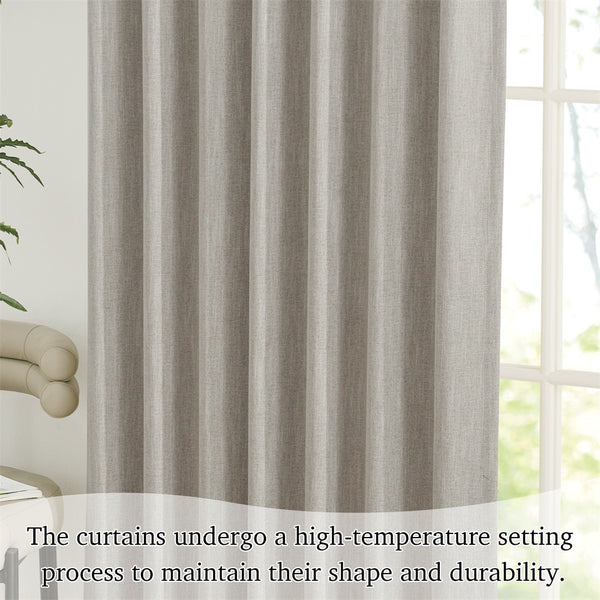 Faux Linen Pinch Pleat 100% Blackout Curtains#color_natural