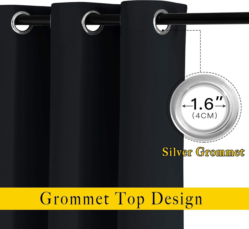 NICETOWN Black Blackout Curtains For Bedroom (2-piece set, 52 x 84 Length)#color_black