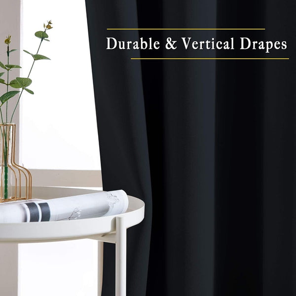 NICETOWN Black Blackout Curtains For Bedroom (2-piece set, 52 x 84 Length)#color_black