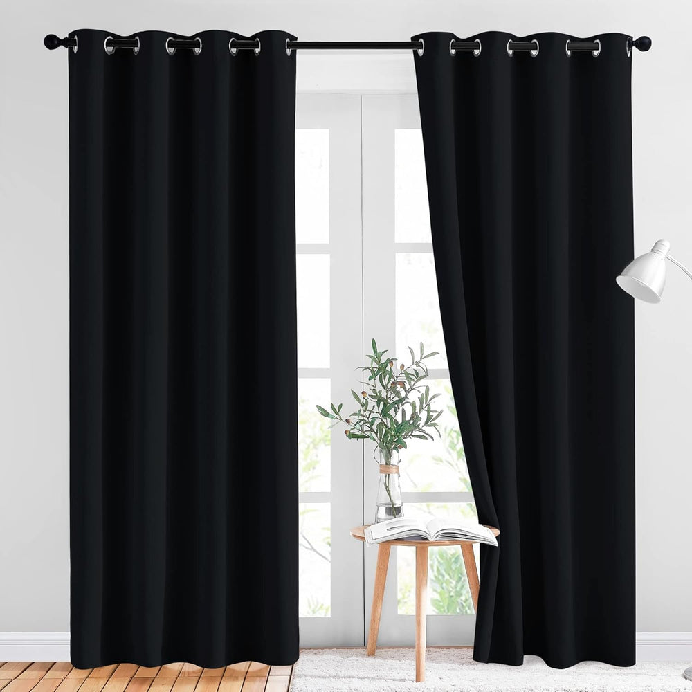 NICETOWN Black Blackout Curtains For Bedroom (2-piece set, 52 x 84 Length)#color_black