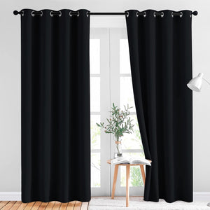 NICETOWN Black Blackout Curtains For Bedroom (2-piece set, 52 x 84 Length)#color_black