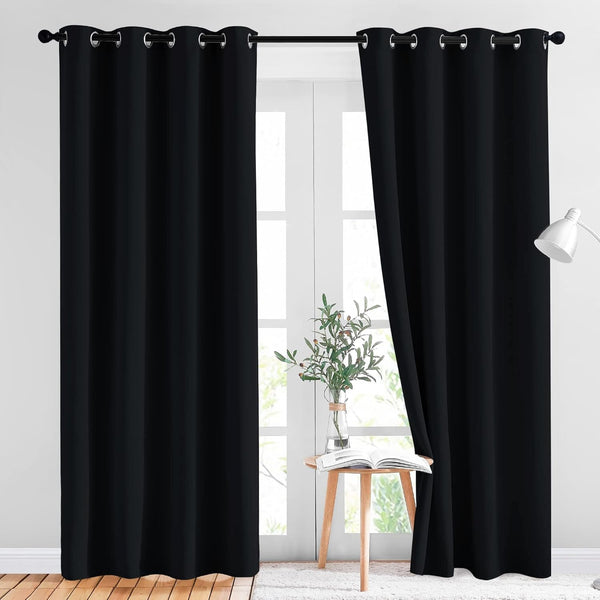 NICETOWN Black Blackout Curtains For Bedroom (2-piece set, 52 x 84 Length)#color_black