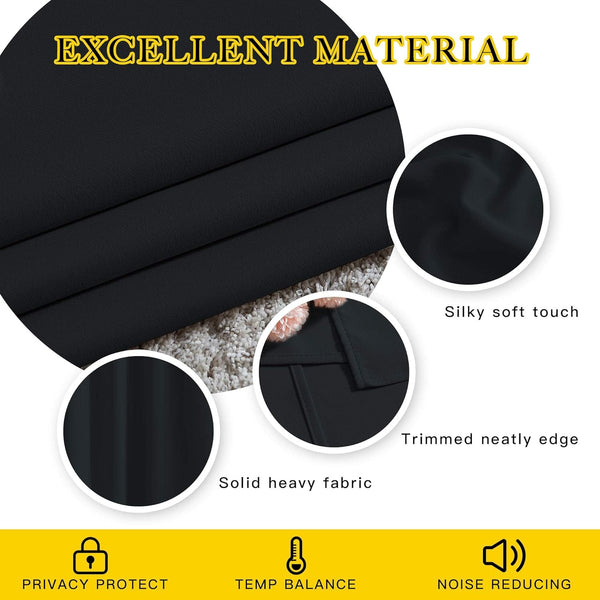 NICETOWN Black Blackout Curtains For Bedroom (2-piece set, 52 x 84 Length)#color_black