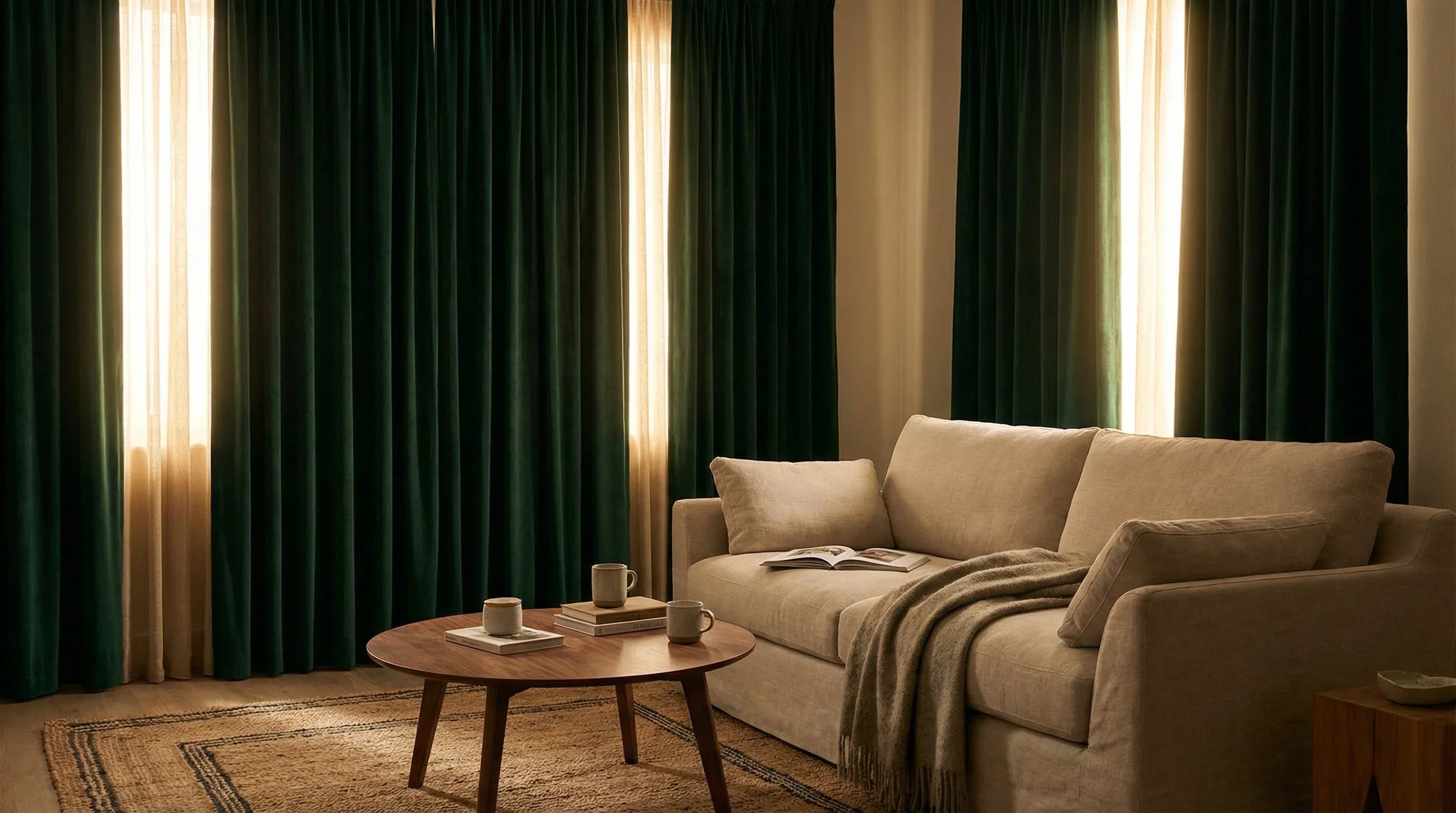 Velvet curtains: comfortable feel, serious light control
