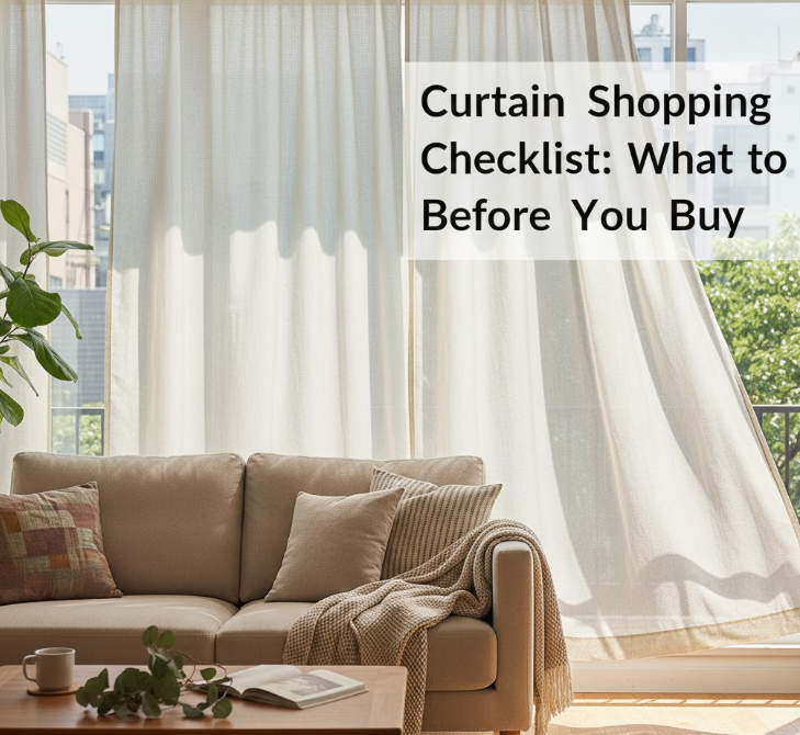 Sheer curtains blowing in a breeze in a sunlit living room