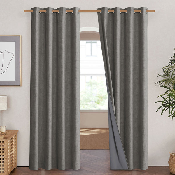 100% Blackout Linen Curtains#color_grizzle-gray