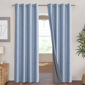 100% Blackout Linen Curtains#color_stone-blue