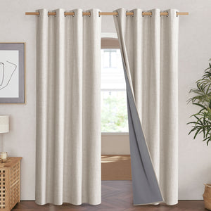 100% Blackout Linen Curtains#color_brich