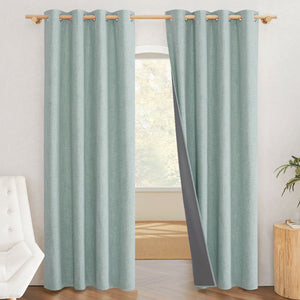 100% Blackout Linen Curtains#color_seafoam-green