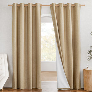 100% Blackout Linen Curtains#color_camel