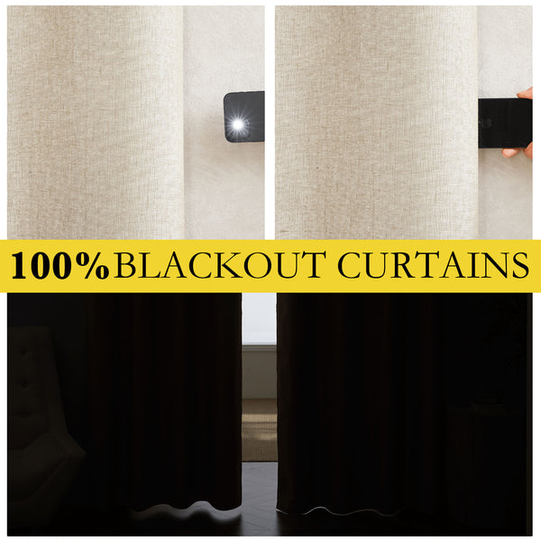 100% Blackout Linen Curtains#color_natural