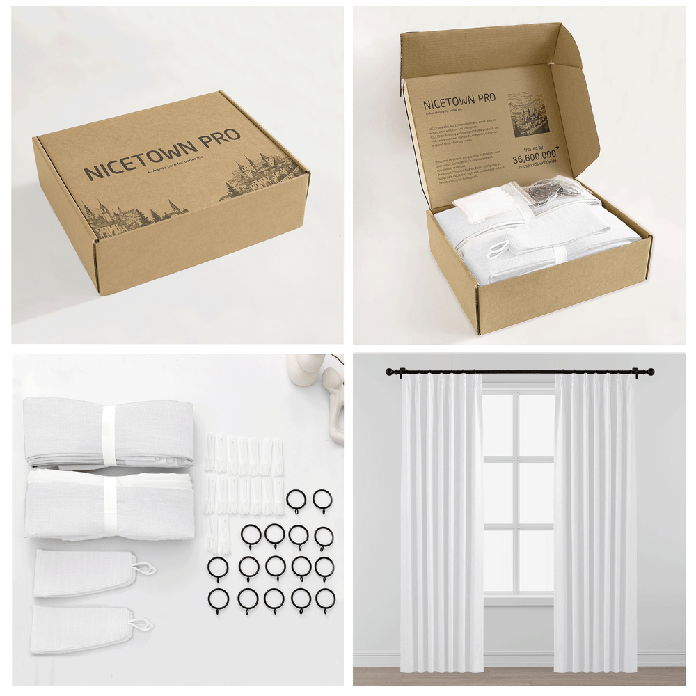Natural 100% Full Blackout Faux Linen Curtains
