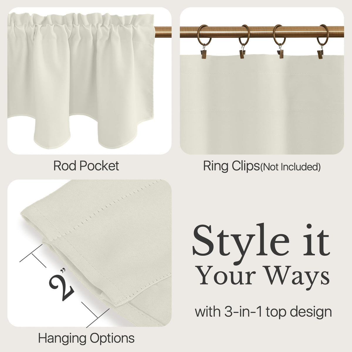 NICETOWN Farmhouse Valances for Windows Rustic Home Decor