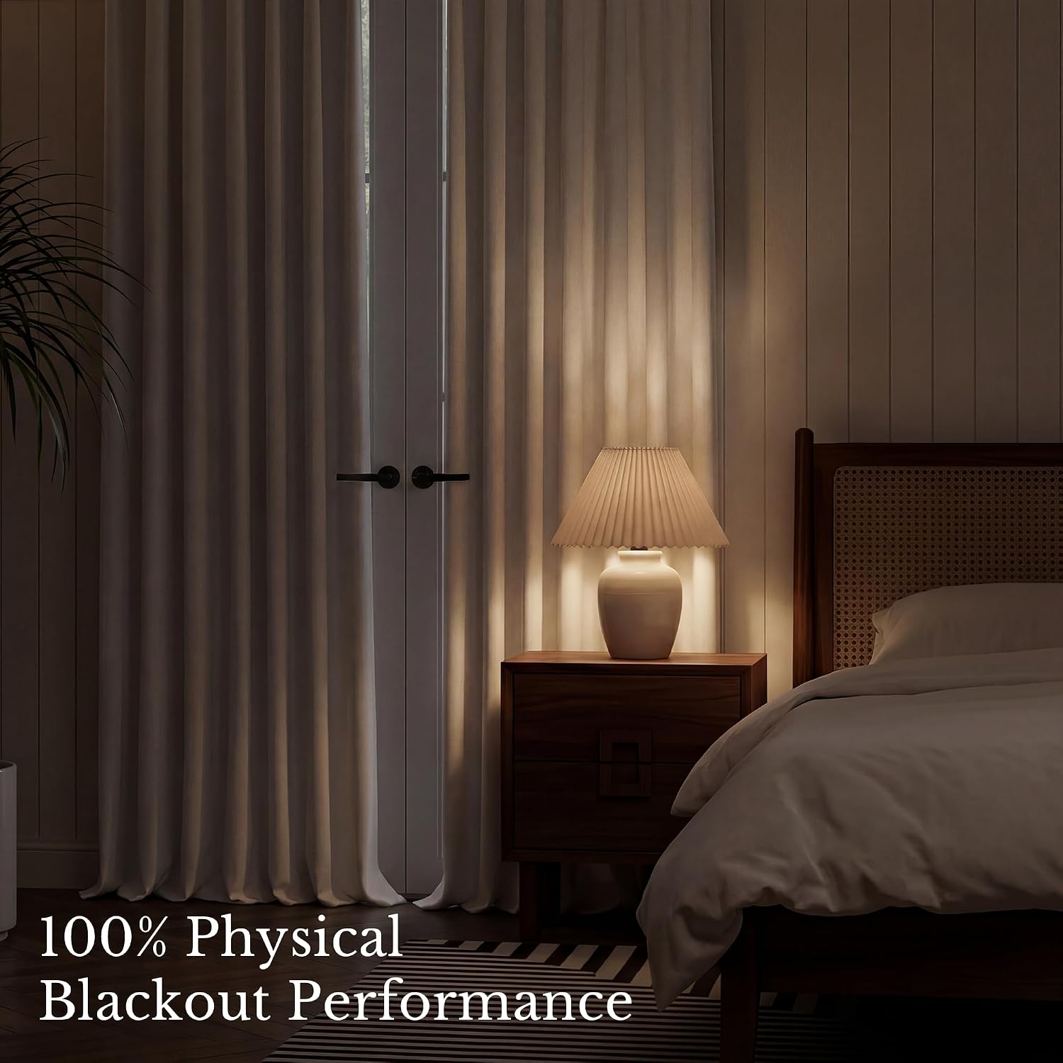 Valentina Natural Blackout Faux Linen Custom Curtains - Single Panel