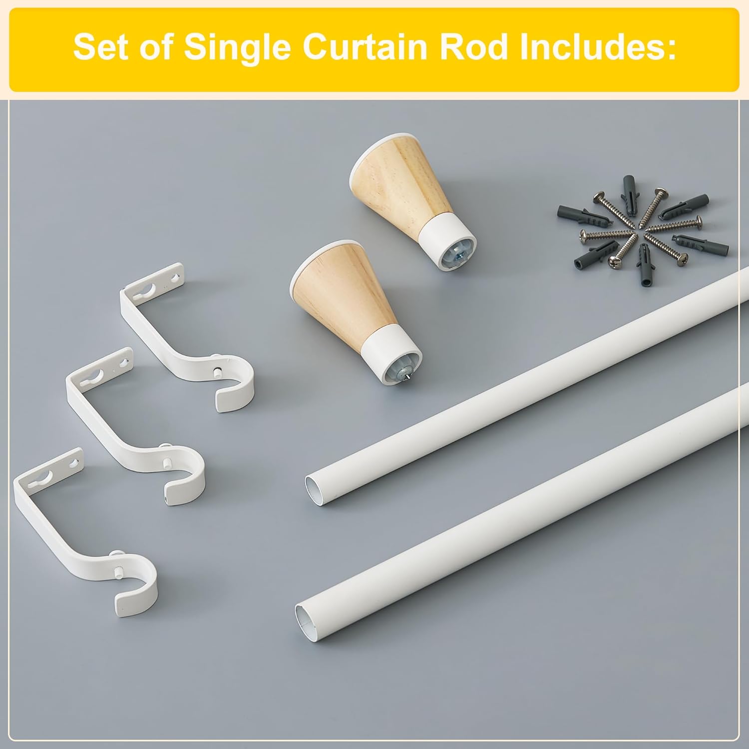 Curtain Rod with Wooden Taper Ends