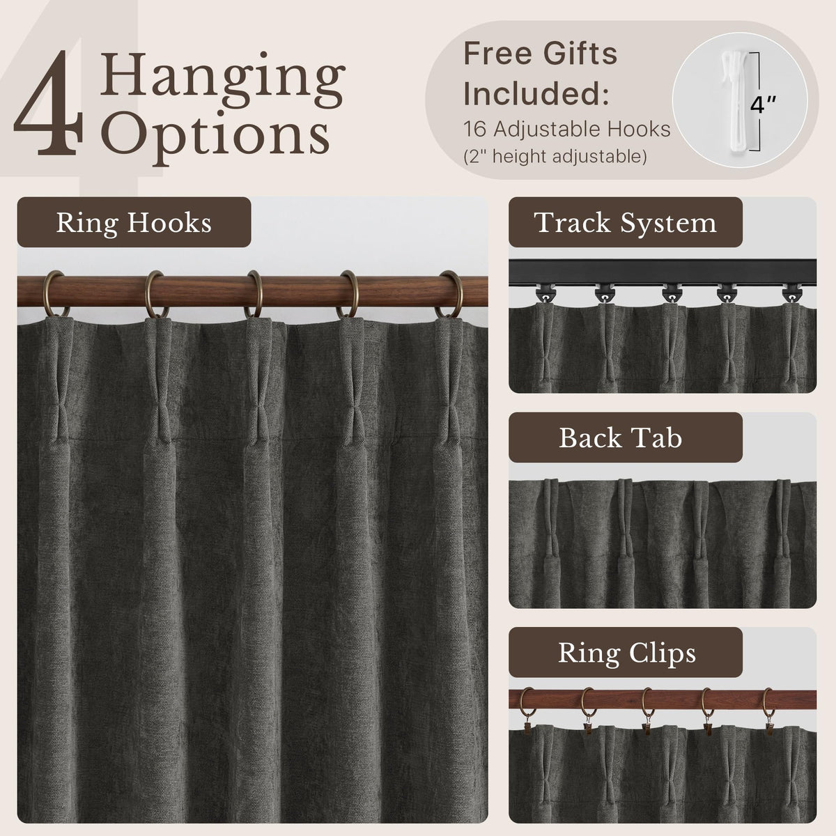 NICETOWN Pinch Pleated Blackout Curtains 84 Inch Long, Red Terracotta