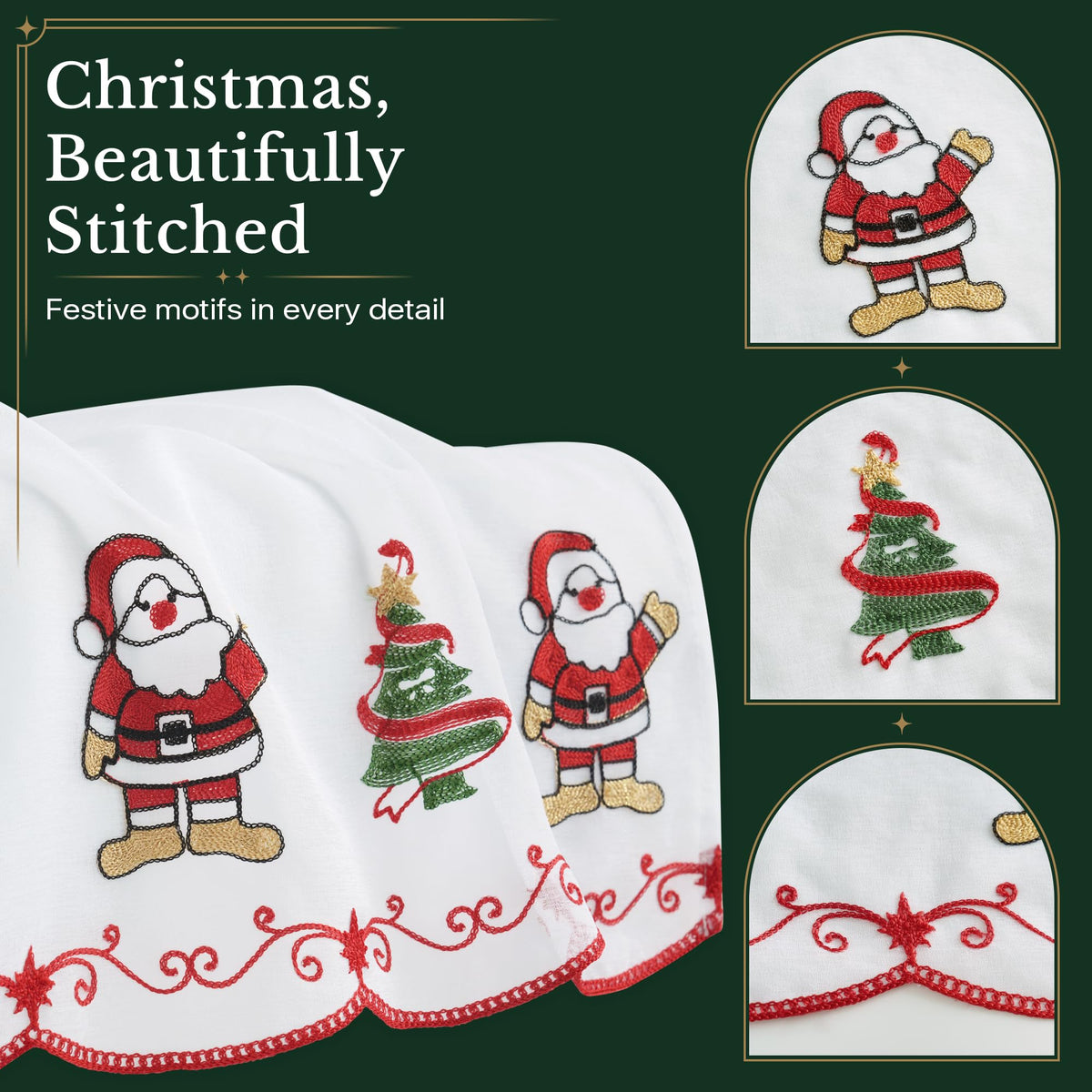 NICETOWN Santa Claus Christmas Rustic Valance for Windows, 52Wx24L, 1PC
