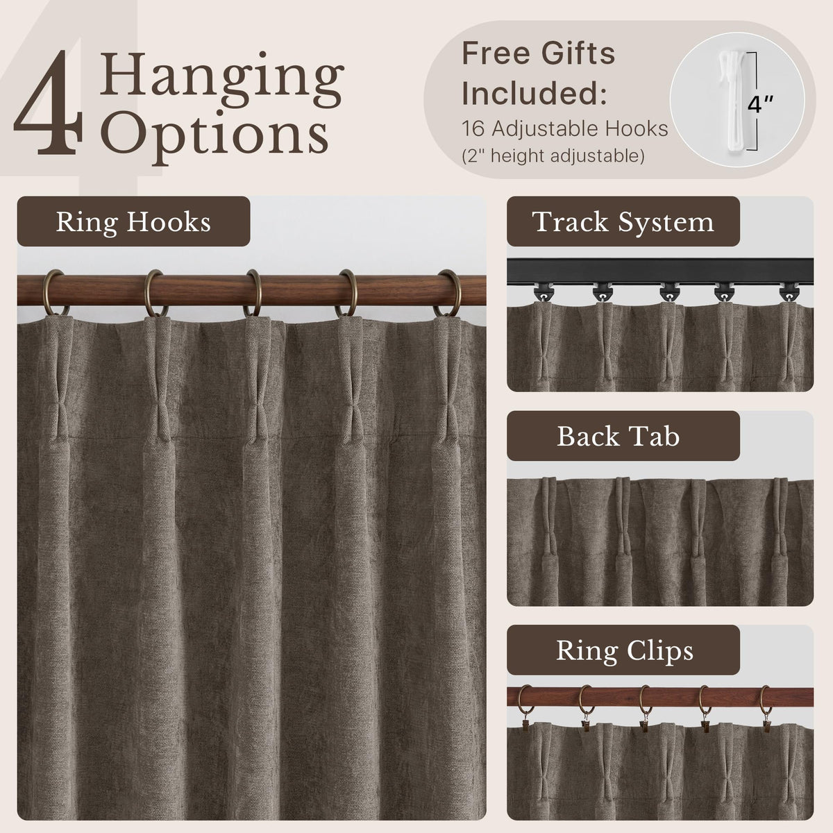 NICETOWN Pinch Pleated Blackout Curtains 84 Inch Long, Red Terracotta