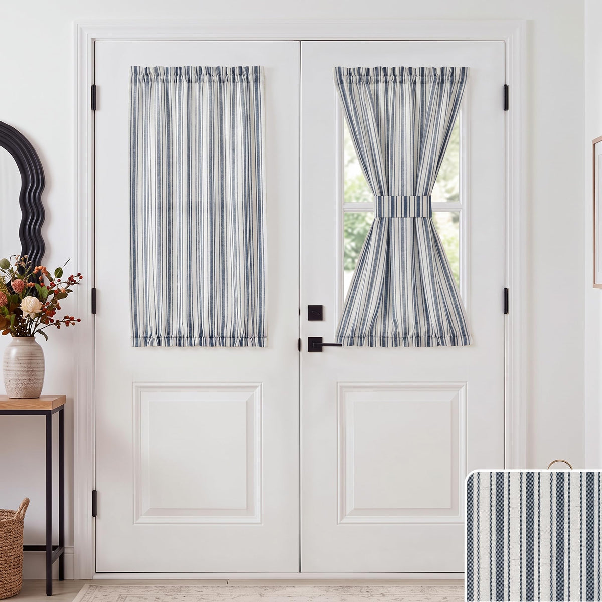 NICETOWN Linen Pin Stripe French Door Curtain Panel for Window Covering