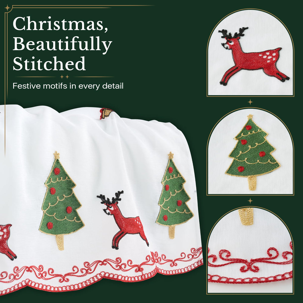 NICETOWN Santa Claus Christmas Rustic Valance for Windows, 52Wx24L, 1PC