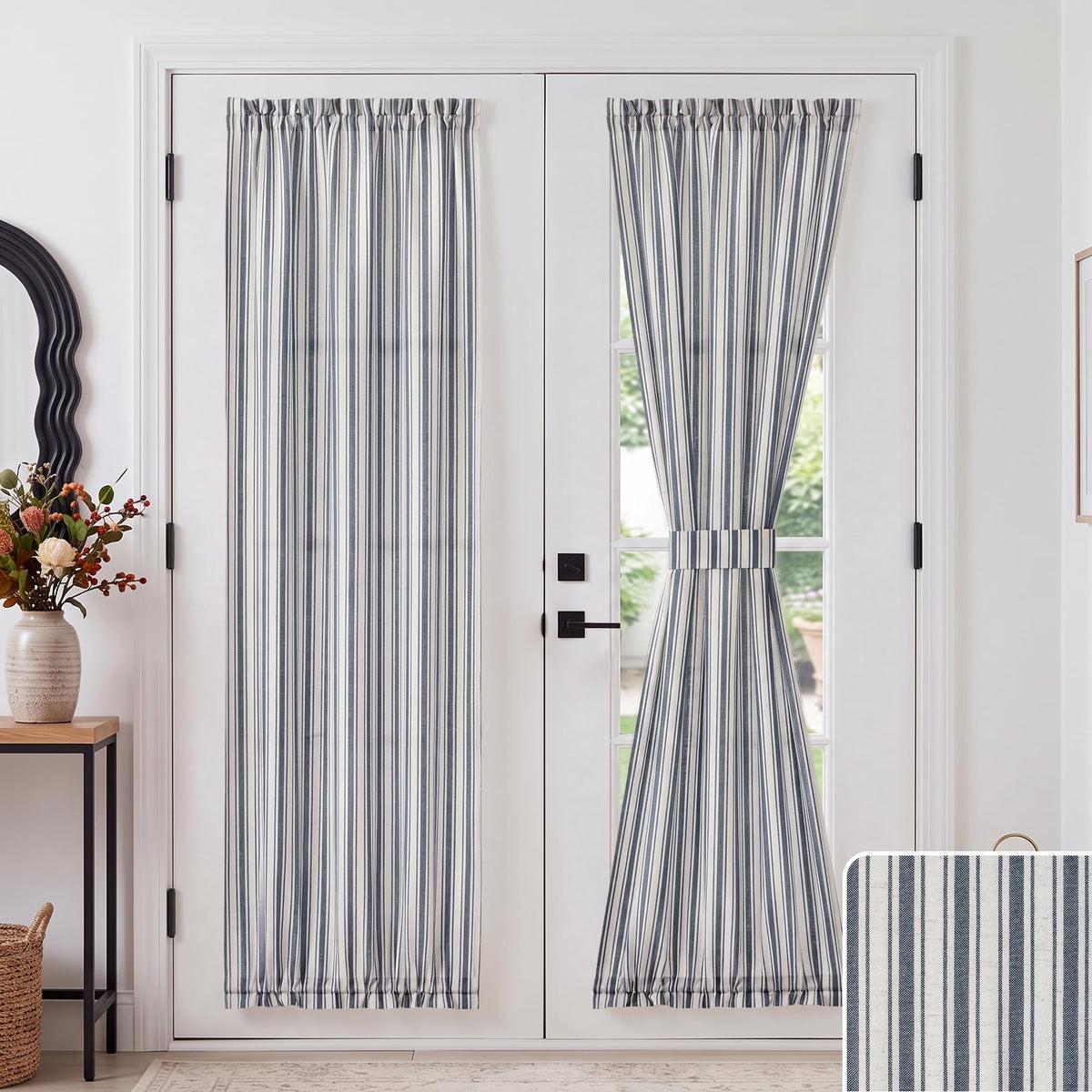 NICETOWN Linen Pin Stripe French Door Curtain Panel for Window Covering