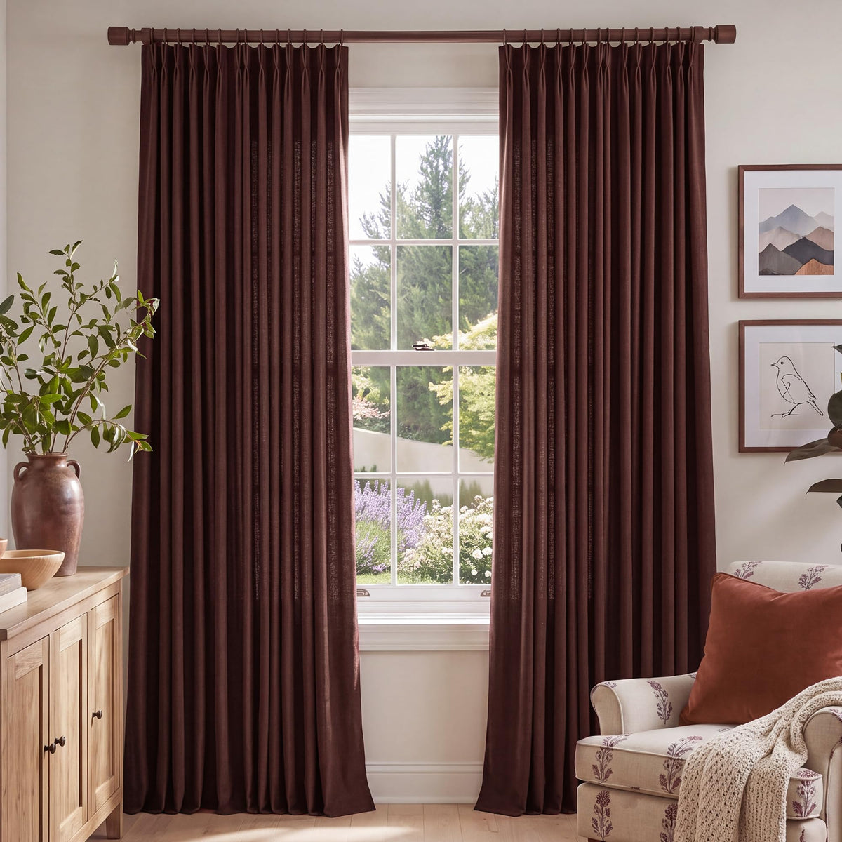 NICETOWN Ivory Pinch Pleated Curtains 108 Inches Long, 2 Panels, W40xL108