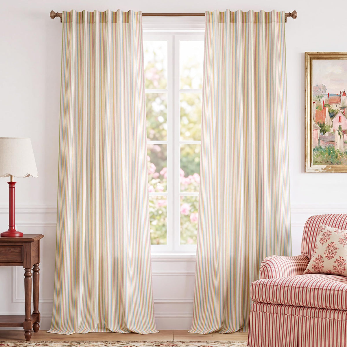 NICETOWN Creamy Yellow Buffalo Plaid Linen Rustic Curtains 84 Inches Long