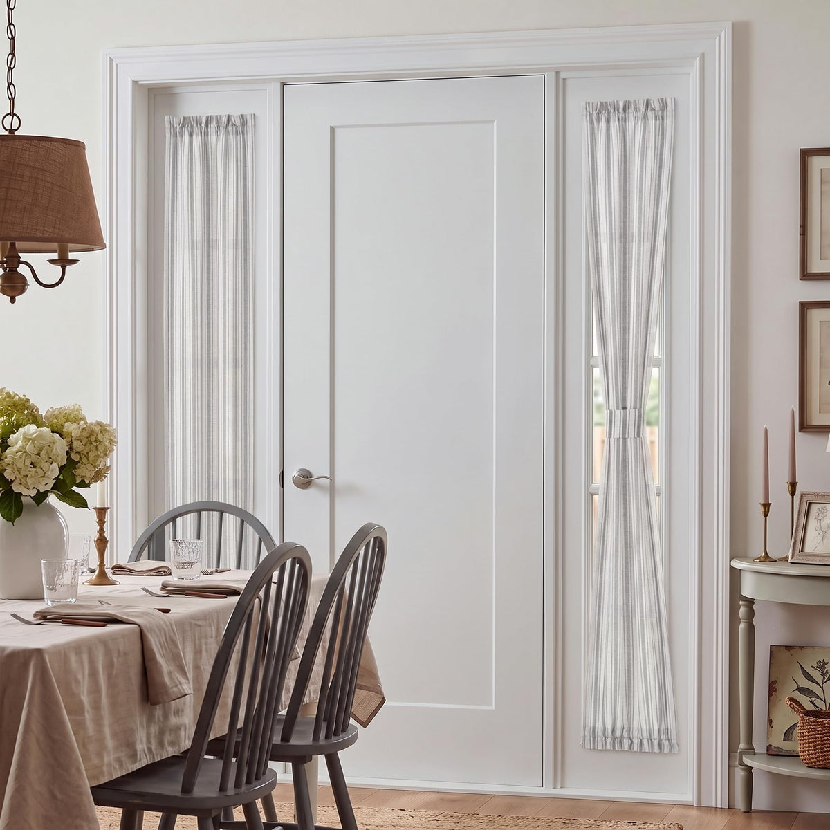 NICETOWN Linen Pin Stripe French Door Curtain Panel for Window Covering