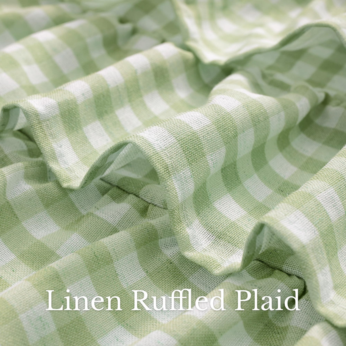 NICETOWN Taupe Linen Ruffle Gingham Plaid Valances for Windows, 1 Panel