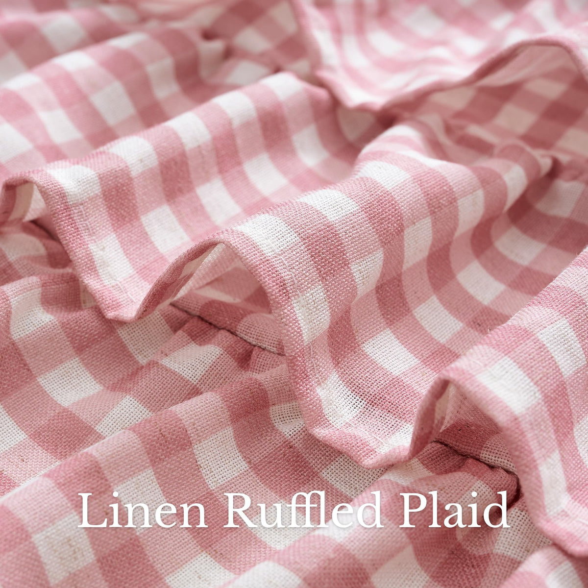 NICETOWN Taupe Linen Ruffle Gingham Plaid Valances for Windows, 1 Panel