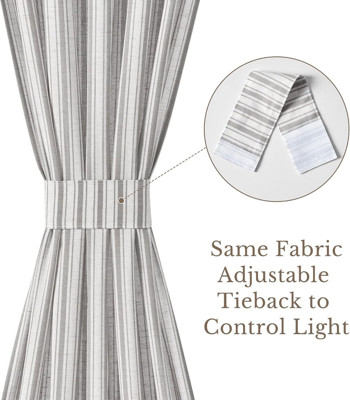 NICETOWN Linen Pin Stripe French Door Curtain Panel for Window Covering