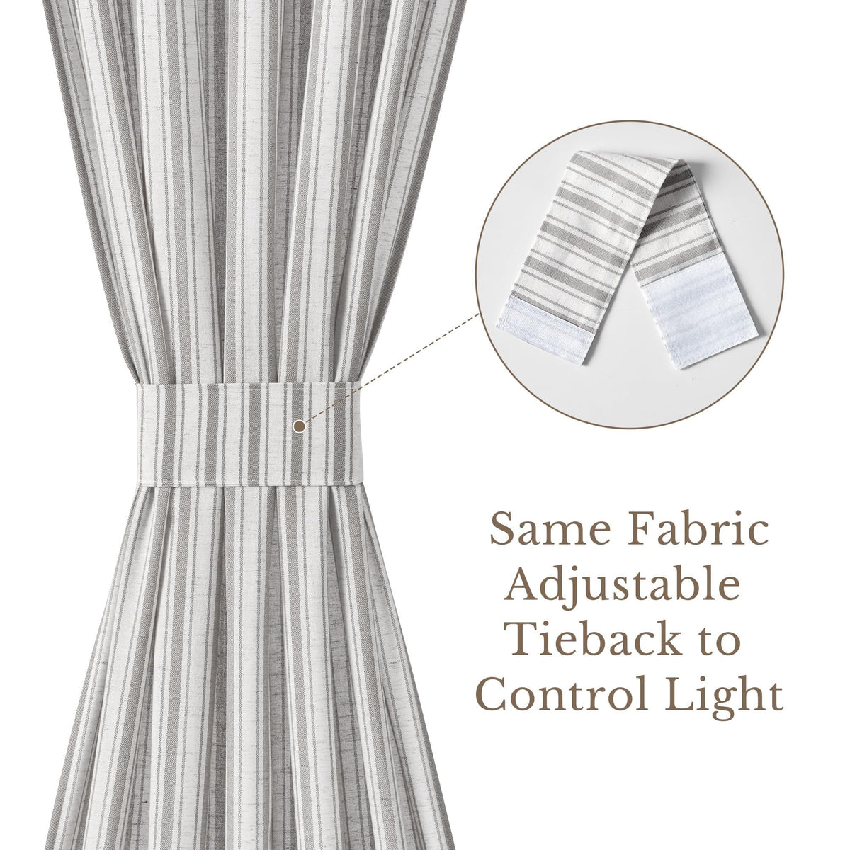 NICETOWN Linen Pin Stripe French Door Curtain Panel for Window Covering