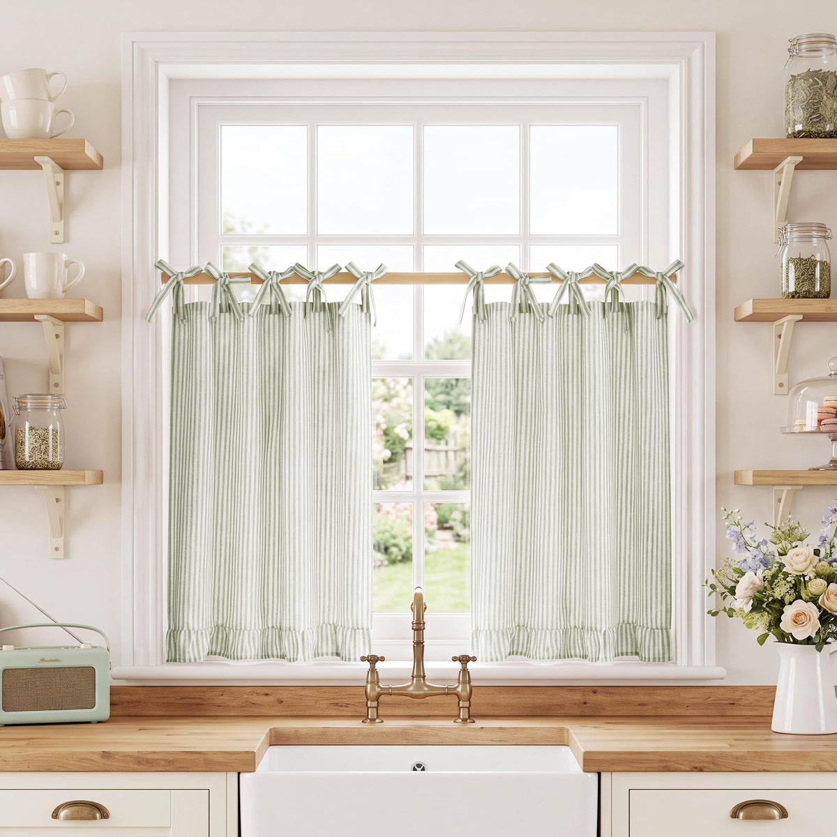 NICETOWN Oven Skirt Curtain for Kitchen Cabinet Decor 31 x 22 inches Long