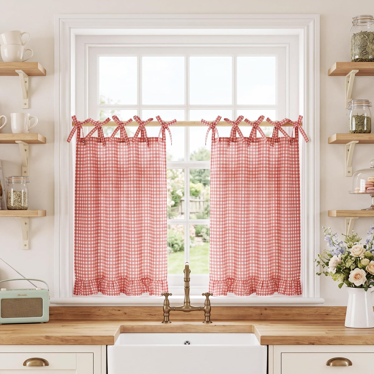 NICETOWN Oven Skirt Curtain for Kitchen Cabinet Decor 31 x 22 inches Long
