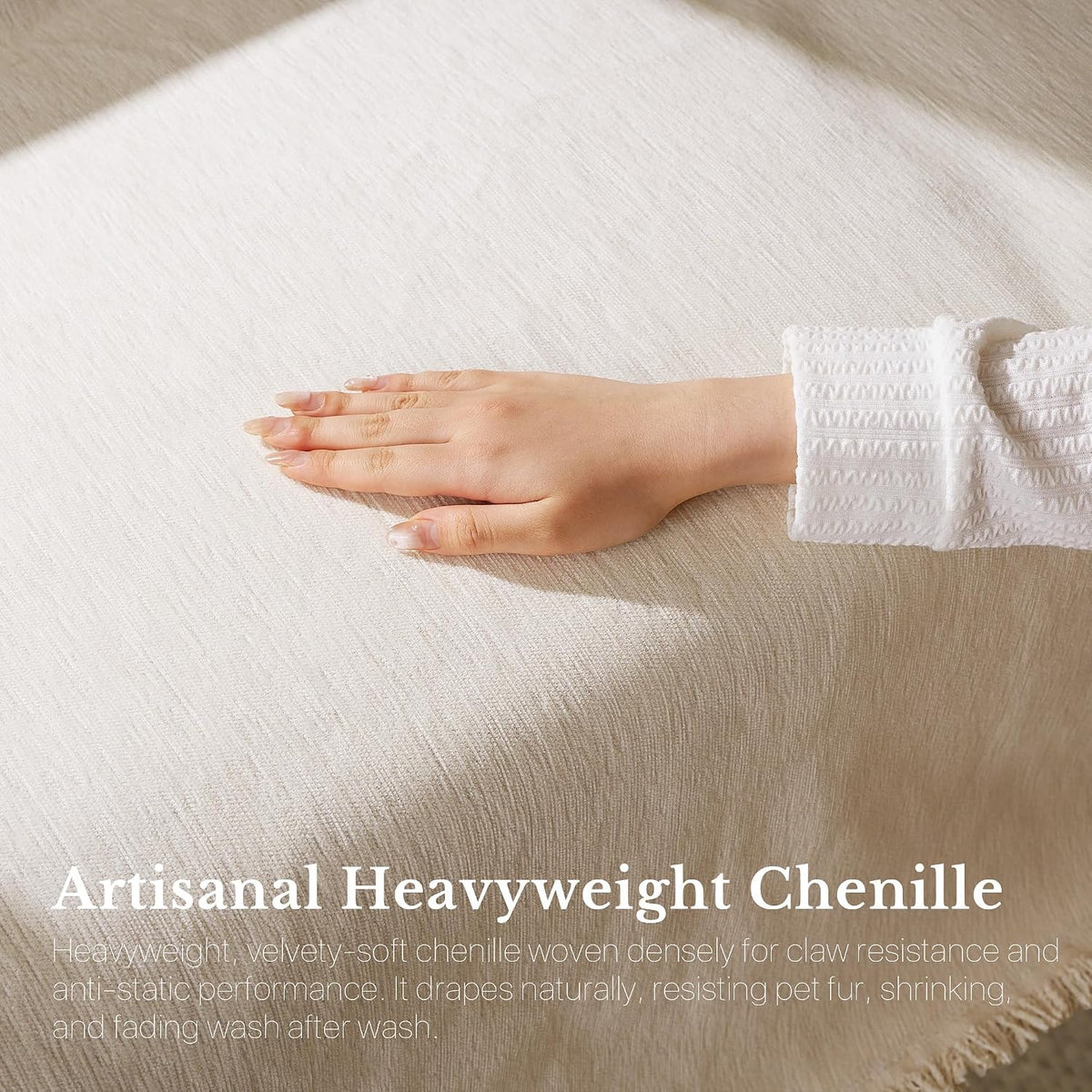 NICETOWN Two-Tone Chenille Loveseat Couch Covers, 71"x91", Charcoal Grey