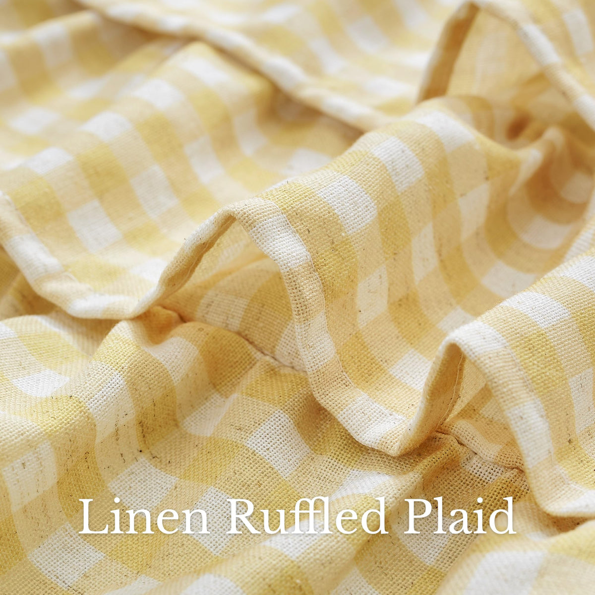 NICETOWN Taupe Linen Ruffle Gingham Plaid Valances for Windows, 1 Panel