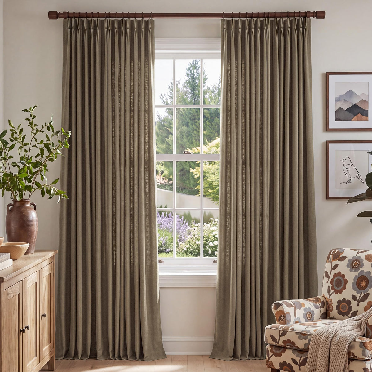 NICETOWN Ivory Pinch Pleated Curtains 108 Inches Long, 2 Panels, W40xL108