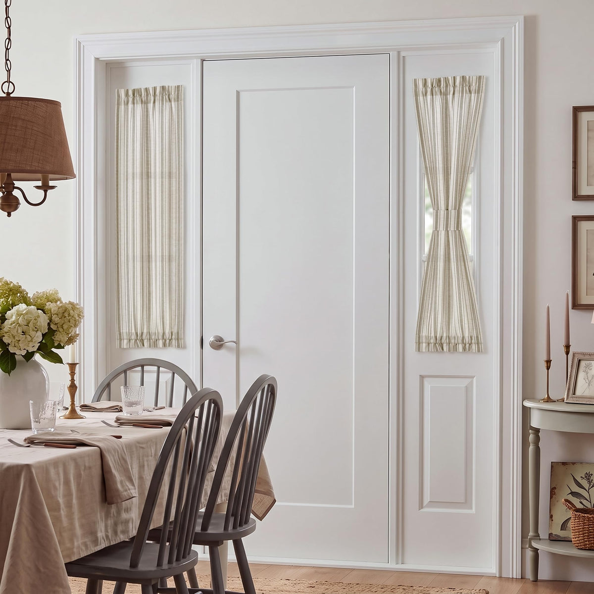 NICETOWN Linen Pin Stripe French Door Curtain Panel for Window Covering