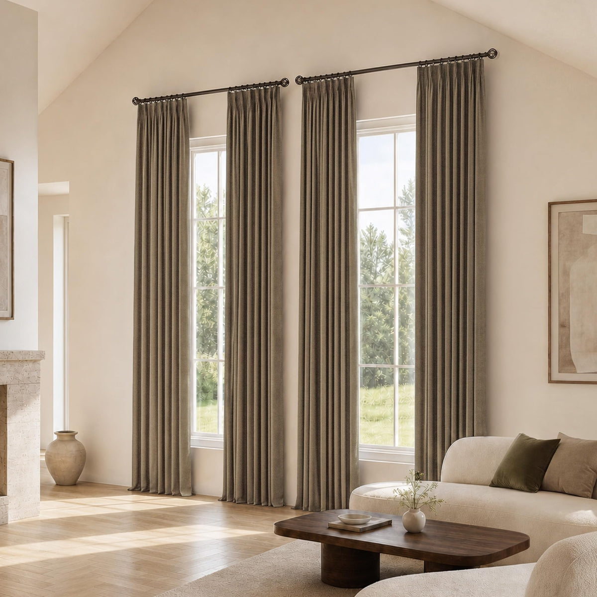 NICETOWN Ivory Pinch Pleated Curtains 108 Inches Long, 2 Panels, W40xL108