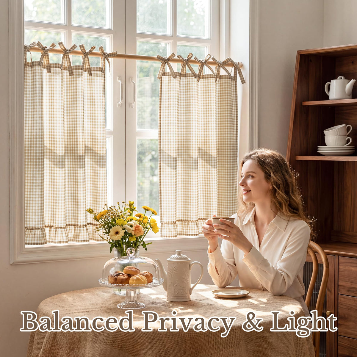 NICETOWN Oven Skirt Curtain for Kitchen Cabinet Decor 31 x 22 inches Long