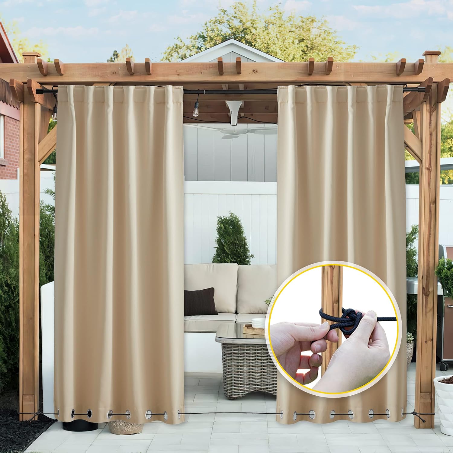 Solis Waterproof Top Grommet Outdoor Custom Curtain - Single Panel