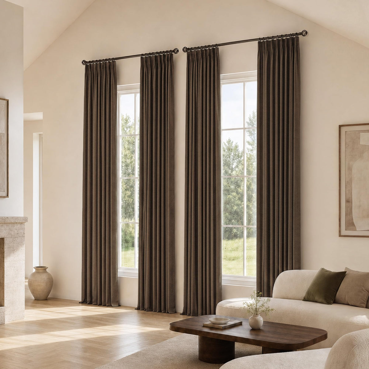 NICETOWN Ivory Pinch Pleated Curtains 108 Inches Long, 2 Panels, W40xL108