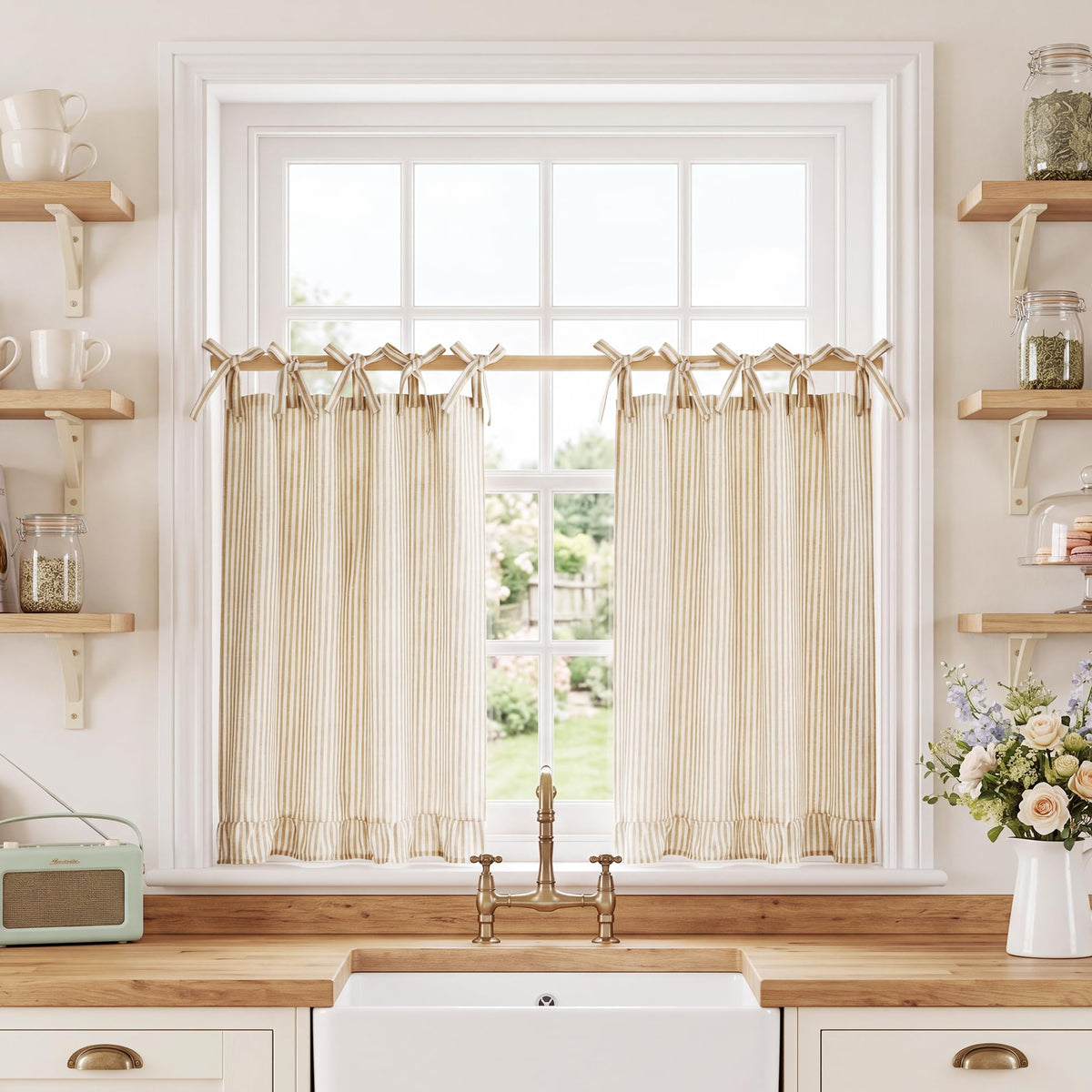 NICETOWN Oven Skirt Curtain for Kitchen Cabinet Decor 31 x 22 inches Long