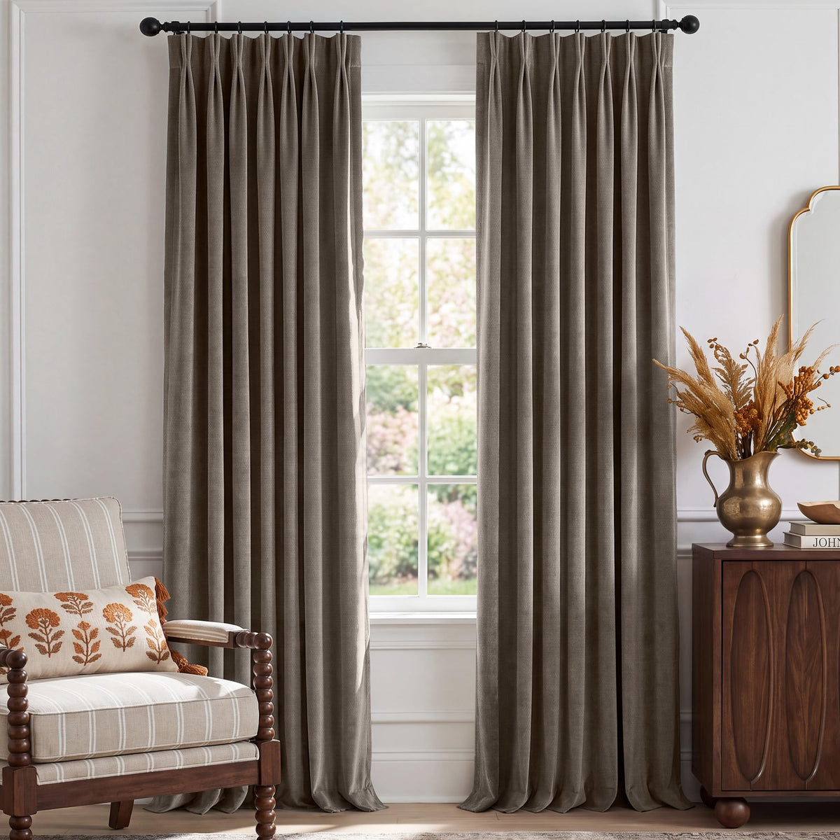 NICETOWN Pinch Pleated Blackout Curtains 84 Inch Long, Red Terracotta