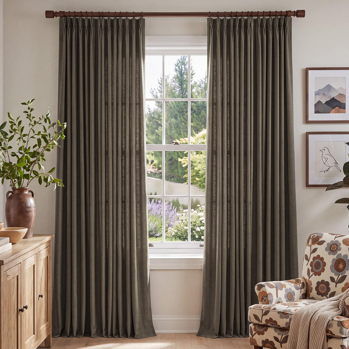 NICETOWN Ivory Pinch Pleated Curtains 108 Inches Long, 2 Panels, W40xL108
